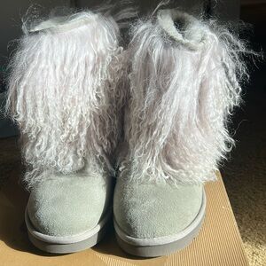 Gray, furry Ugg boots